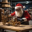 AI generated image of Santa making a toy