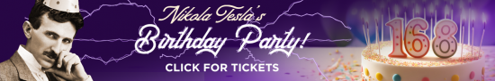 Tesla-ad banner for Birthday Party and FUNdraiser